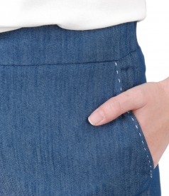 Pantaloni din denim cu cusatura decorativa