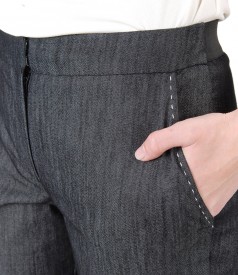 Pantaloni din denim cu cusatura decorativa