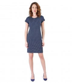 Rochie din jerse elastic imprimat cu picouri