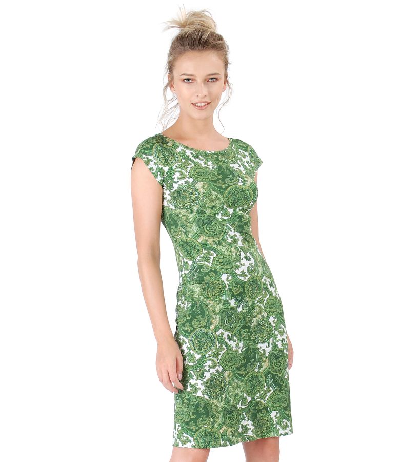 Rochie din jerse imprimat cu motive florale