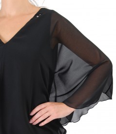 Bluza tip fluture cu aplicatie de cristale