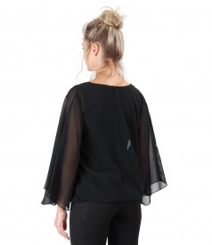 Bluza tip fluture cu aplicatie de cristale