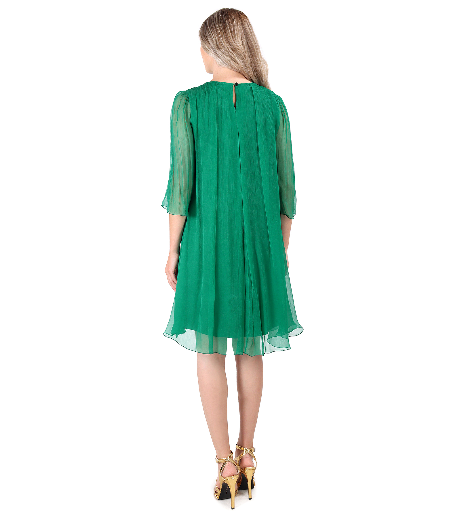 Rochie din voal de matase naturala cu  cristale