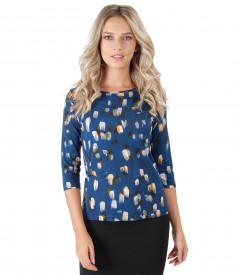 Bluza din jerse elastic imprimat digital