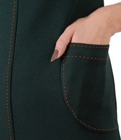 Rochie din jerse elastic gros cu buzunare aplicate