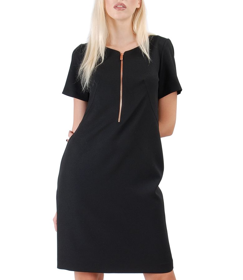 Rochie office din stofa elastica cu fermoar