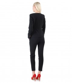 Costum dama office cu sacou si pantaloni din stofa elastica neagra