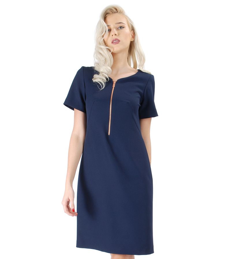 Rochie office din stofa elastica cu fermoar