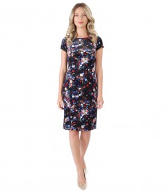 Rochie din catifea elastica cu motive florale