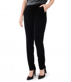 Pantaloni din catifea elastica neagra