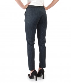 Pantaloni pana din jerse elastic gros cu dungi