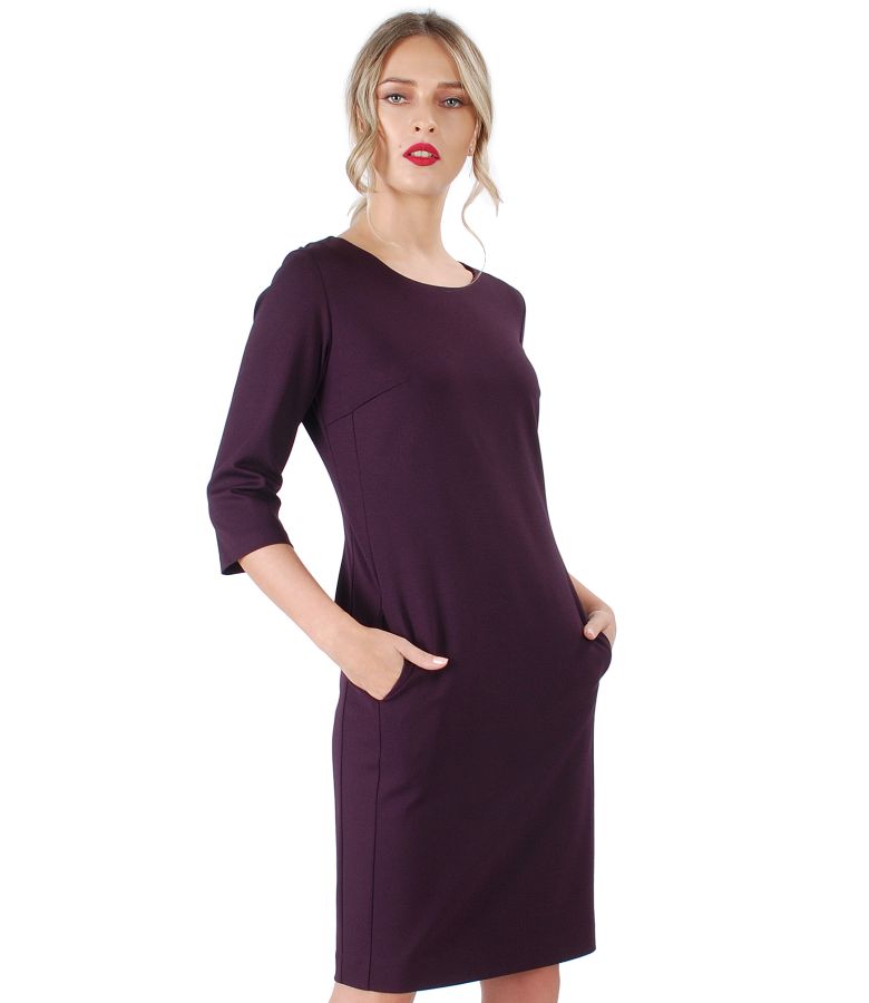 Rochie midi din jerse elastic gros cu buzunare laterale