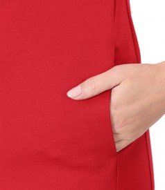 Rochie midi din jerse elastic gros cu buzunare laterale
