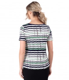 Bluza din jerse elastic imprimat cu dungi