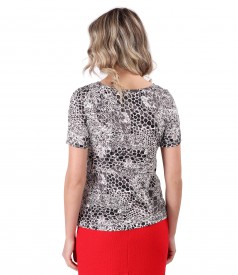 Bluza din jerse elastic cu print leopard 3d