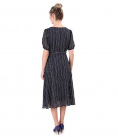 Rochie eleganta din voal imprimat cu dungi