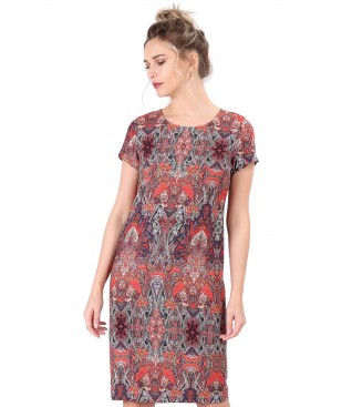 Rochie din viscoza imprimata cu motive florale