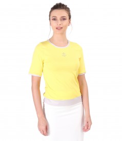 Bluza din jerse elastic cu ornament pe fata