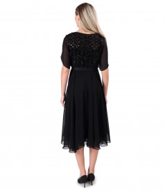 Rochie cu corset din dantela cu flori si paiete