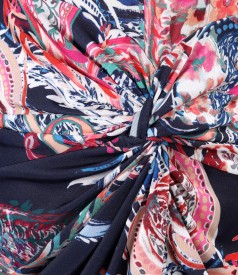 Rochie din jerse elastic cu nod pe fata
