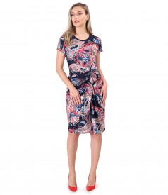 Rochie din jerse elastic cu nod pe fata