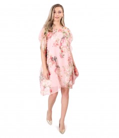 Rochie tip fluture din voal imprimat cu motive florale