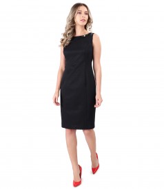 Rochie midi din bumbac texturat cu accesoriu