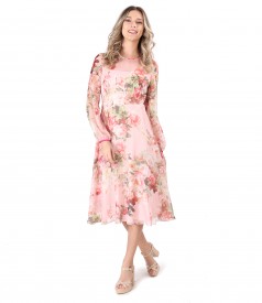 Rochie din voal imprimat cu motive florale