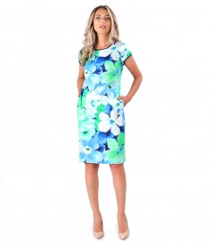 Rochie midi din bumbac imprimat cu motive florale