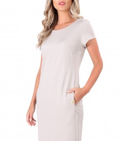 Rochie din jerse elastic cu buzunare laterale