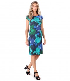 Rochie din jerse subtire imprimat cu motive florale