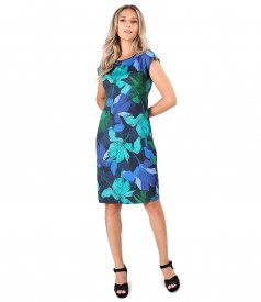 Rochie din jerse subtire imprimat cu motive florale