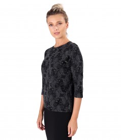 Bluza din jerse elatic gros imprimat cu motive paisley