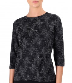 Bluza din jerse elatic gros imprimat cu motive paisley