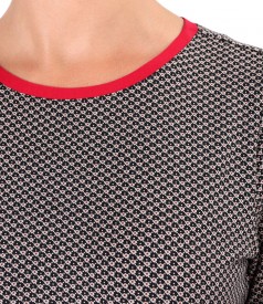 Bluza eleganta din jerse elastic imprimat
