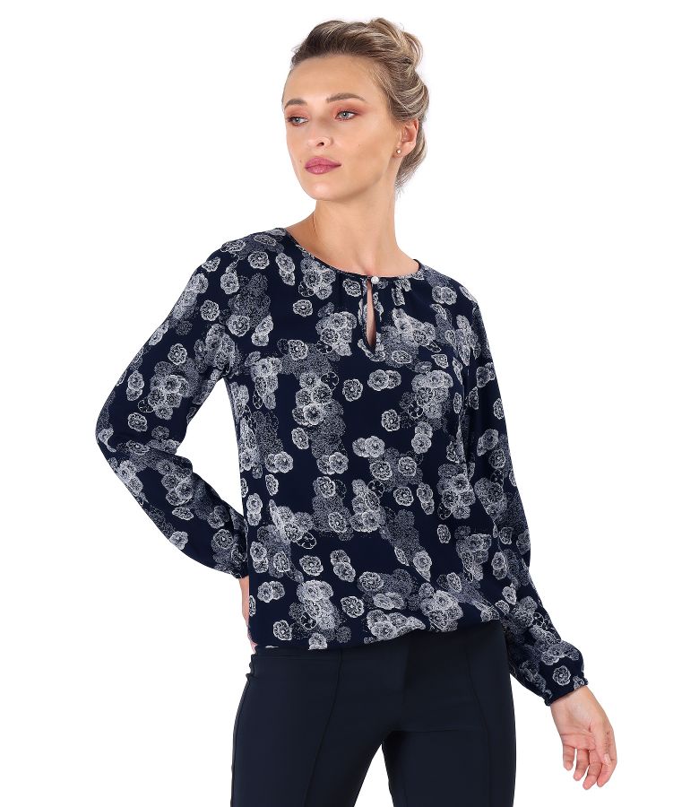 Bluza eleganta din viscoza imprimata cu motive florale