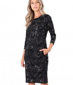 Rochie din catifea brocata cu motive florale