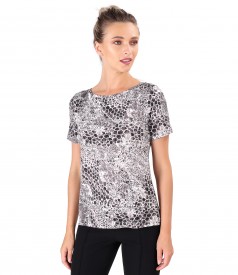 Tricou din jerse elastic cu print leopard 3d