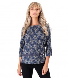 Bluza din jerse elastic gros cu imprimeu paisley