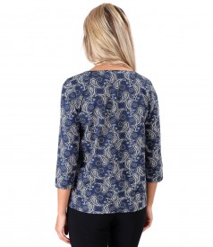 Bluza din jerse elastic gros cu imprimeu paisley