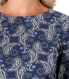 Bluza din jerse elastic gros cu imprimeu paisley