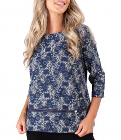 Bluza din jerse elastic gros cu imprimeu paisley