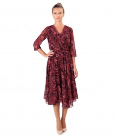 Rochie eleganta din voal imprimat cu motive paisley