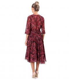 Rochie eleganta din voal imprimat cu motive paisley