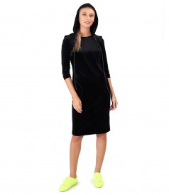 Rochie din catifea elastica cu gluga