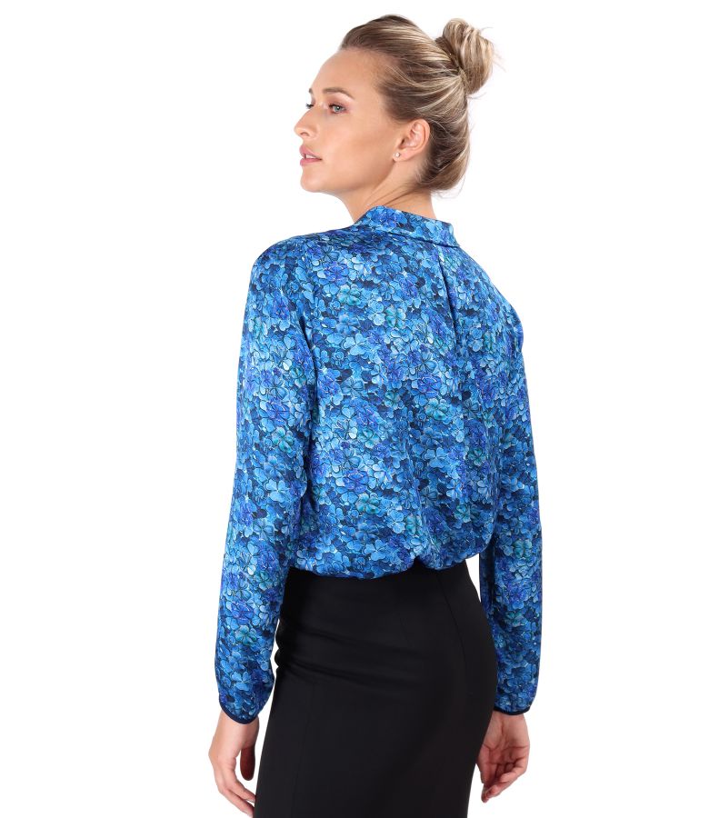 Bluza din saten imprimat cu motive florale