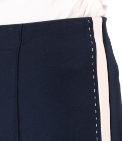 Pantaloni pana cu insertie crem pe laterale