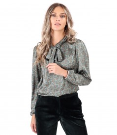 Bluza eleganta din saten imprimat