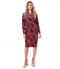 Rochie eleganta din catifea imprimata cu motive paisley