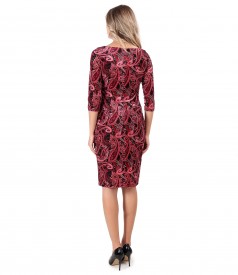 Rochie din catifea elastica imprimata cu motive paisley